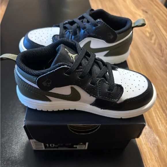 Jordan Kids Black, White, and Olive Sneakers - Picture 2 of 4